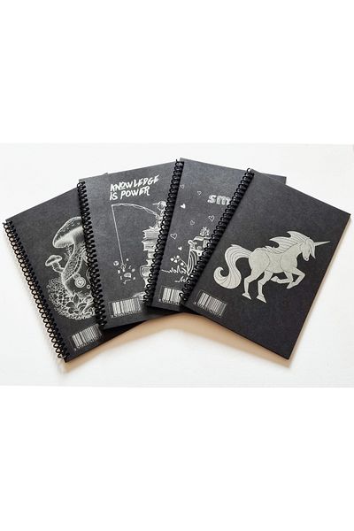 Modellino Black Notebook with White Pen A5 Spiral 32 Sheets