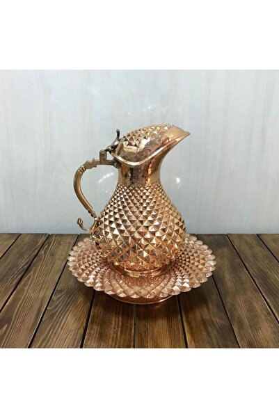 EFEMİR Piramit İşlemeli Bakır Kapaklı Sürahi