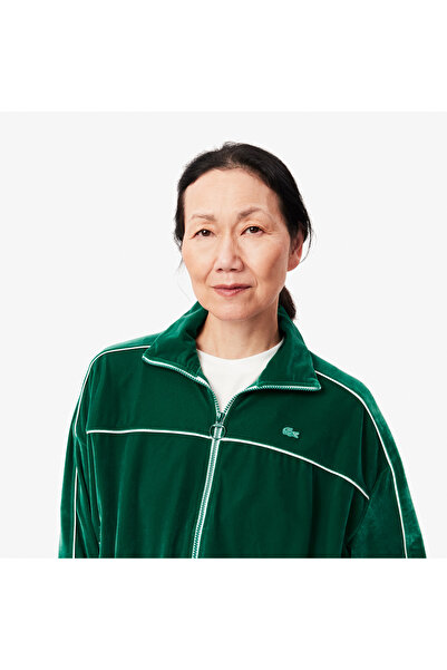 Lacoste Kadın Oversize Fit Bisiklet Yaka Koyu Yeşil Sweatshirt