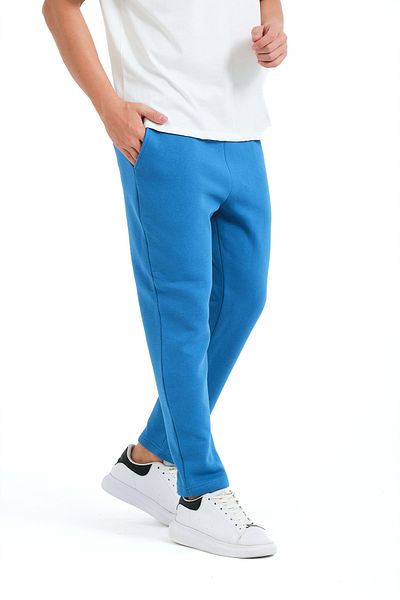 JUSTEVER Pantaloni de trening pentru bărbați, albaștri, cu talie relaxată, cu fleece în interior - Atlas