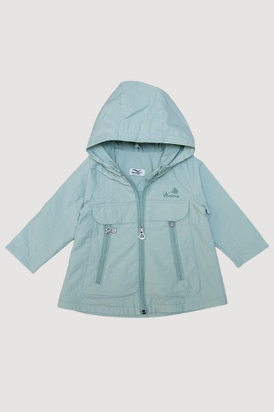 Verscon Hooded Raincoat with Front Zipper Pocket Seasonal Lightweight Girl's Coat