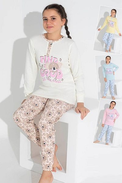 Tarık Girl's Interlock Pajamas Set - Winter, Long Sleeve