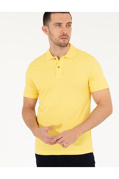 Pierre Cardin Ανοιχτό κίτρινο μπλουζάκι με λαιμόκοψη Polo Basic 50262660-vr004