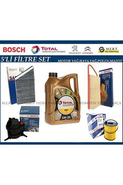 M.E.R.T. OTOMOTİV-YEDEK PARÇA Peugeot 206 1.4 HDI Filtre Bakım Seti + Motor Yağı (2003-2009)