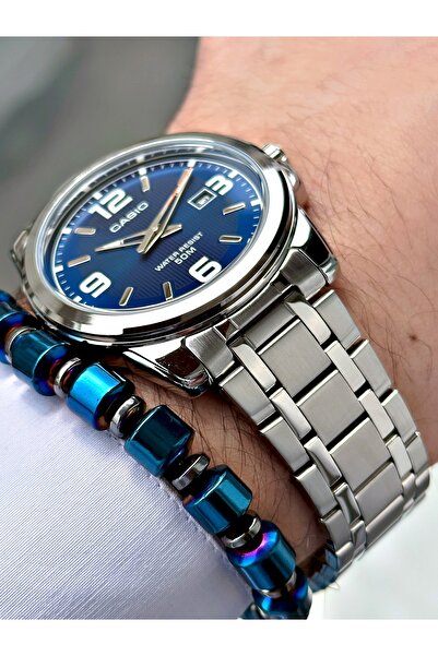 Casio Silver Silver Color Steel Strap Original Sports Metal Men's Wristwatch + Bracelet Gift