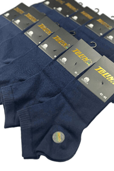 TOLIN Men's Set of 12 Navy Blue Cotton Booties Socks 10370