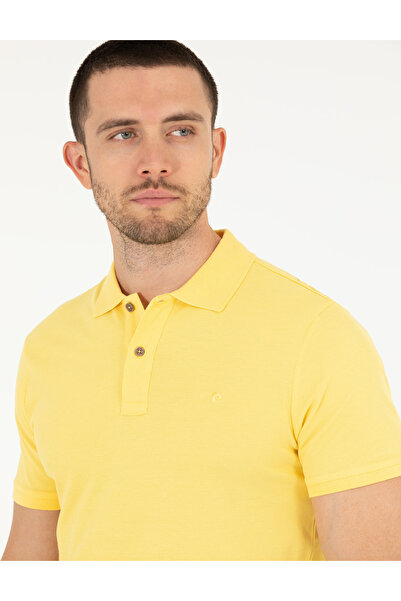 Pierre Cardin Ανοιχτό κίτρινο μπλουζάκι με λαιμόκοψη Polo Basic 50262660-VR004