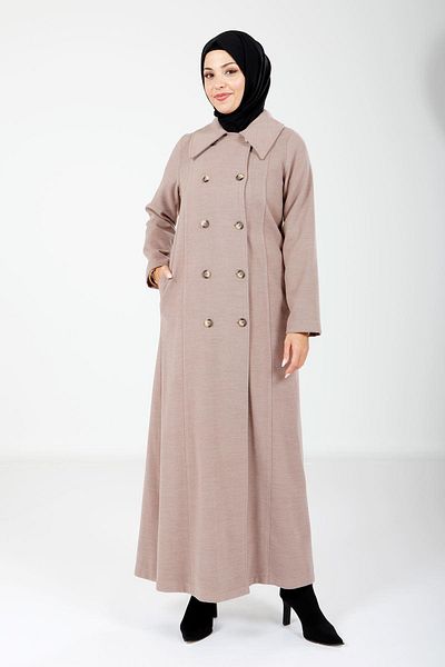 Beyza Αποκλειστικό Μακρύ Μινκ Χρώμα Hijab Μαντίλι με Κουμπί 9160