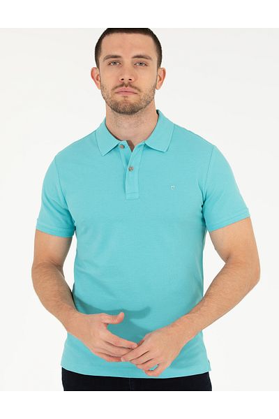 Pierre Cardin Μπλε Slim Fit Polo Neck Basic T-Shirt 50262660-vr007