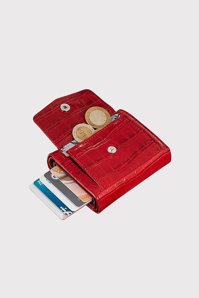Garbalia Red Men's Wallet - Croco with Maltese Mechanism and Coin Compartment