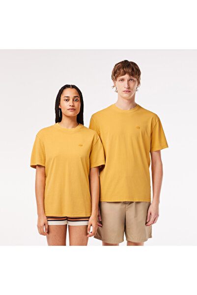 Lacoste Unisex Classic Fit Bisiklet Yaka Sarı T-Shirt