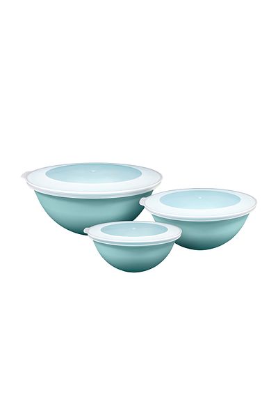 HOMİNG Homing Lena Bowl Set with Lid 3-Piece Soft Blue 3Lt-2Lt-1Lt