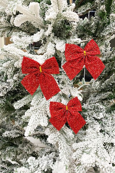 Yusuf Dirik YD Party Supplies Christmas Tree Ornament Red Sequin Bow 3 Pieces 12 cm