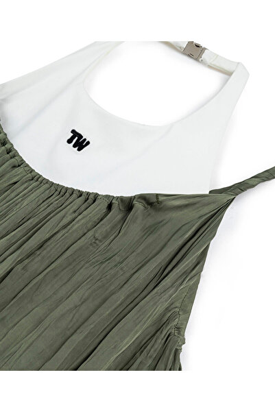 Twist Double-piece look embroidery dress