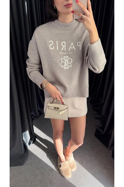 HAZELANNA Embroidered Paris Sweater