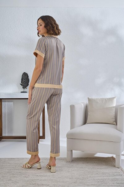 Miss Free Sevim 13072 Antracit satenski komplet pidžama sa dugmićima