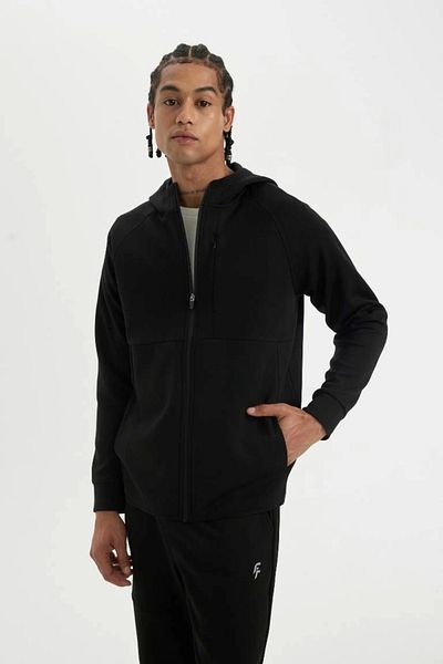 DeFacto A6956 Ζακέτα από ύφασμα Skuba Diver Slim Fit με φερμουάρ