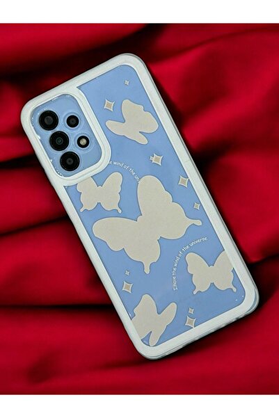 Merwish حافظة شفافة مع حماية للكاميرا بنمط الفراشة البيضاء مقاس 0.2 ملم متوافقة مع هاتف Samsung Galaxy A13 وA23