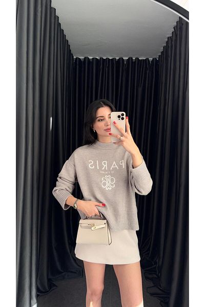 HAZELANNA Embroidered Paris Sweater