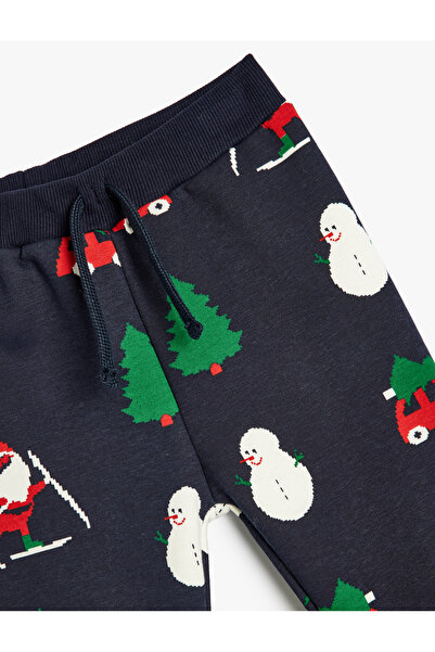 Koton Santa Claus - Žebrované tepláky se zavazováním v pase