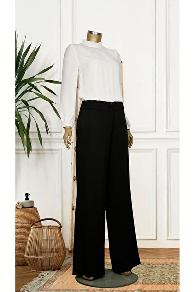 Doque 59056 Önden Çift Düğmeli Bol Paça Pantolon Qys Pantolon 59056 #23-04#