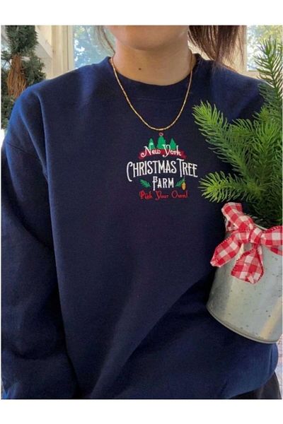 Hunors Sportswear & Company Unisex Christmas Tree Printed Oversize Crew Neck Sweatshirt
