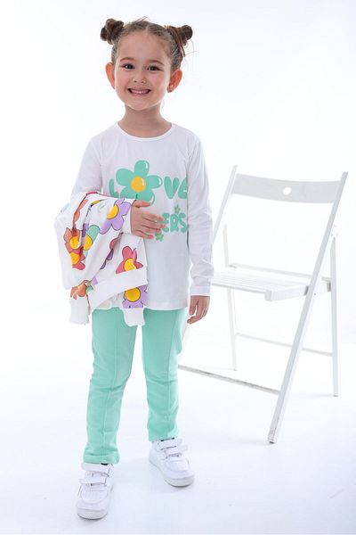 stella kids Daisy Patterned Triple Girl's Suit (Cotton)
