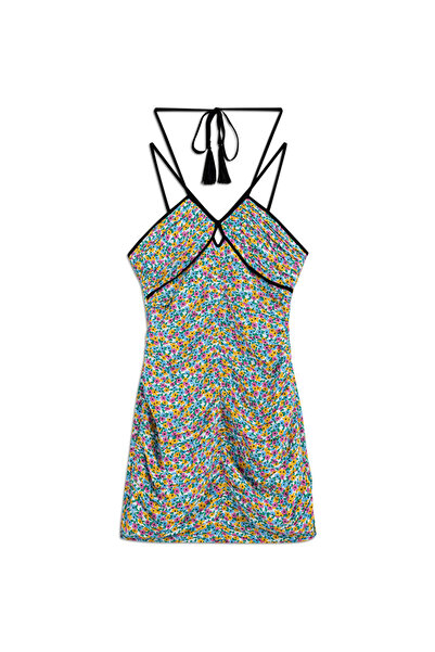 Twist Patterned draped dress