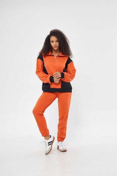 ESPOİRPLUS Orange Oversize Set - Half Zipper, Raised, 100% Cotton