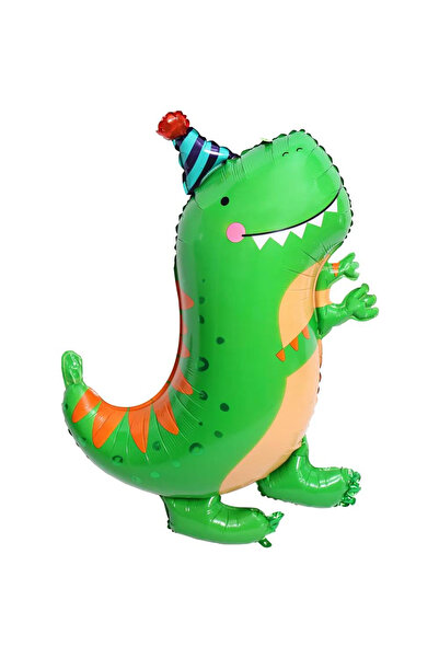 kidspartim بالون فويل ديناصور مبتسم مع قبعة 84x60 سم