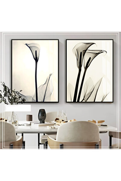 Harikabirev HARİKABİREV | COMBINAT DE PLANTE NEGRE CREMĂ 01 | TABLO DE STICLA...