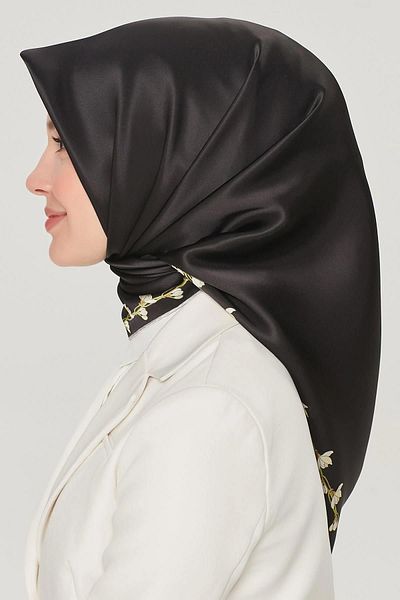 Armine Μαύρο Μεταξωτό Φουλάρι Twill - Nostalgia 8553-09