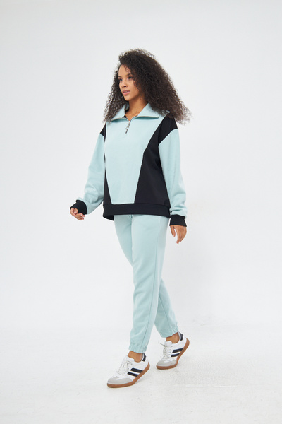 ESPOİRPLUS Water Green Oversize Σετ - Μισό φερμουάρ, ροζ, 100% βαμβάκι