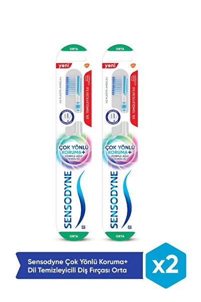 Sensodyne Çok Yönlü Koruma+ Dil Temizleyicili Diş Fırçası Orta x 2 Adet