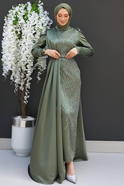 GİYZAMİLA Yonca Pelerin Abiye Haki