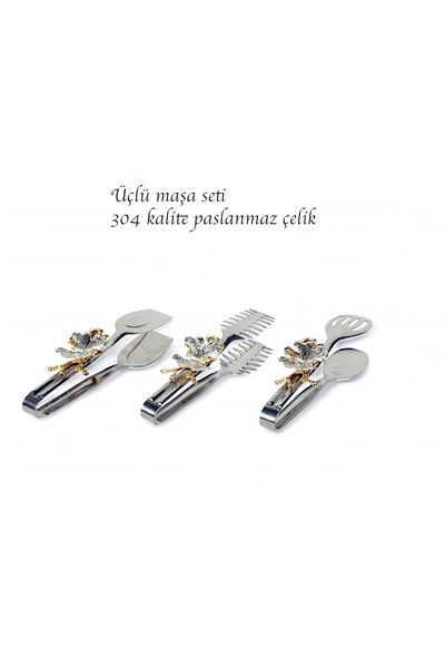 EVSTYLE Butterfly Cover Triple Tong Set 304 Quality