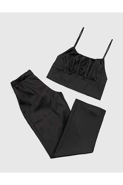 Pierre Cardin Black Satin 3-Piece Pajama Set 50304006 -Vr046