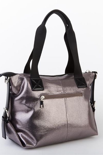 Nas Bag Geantă de umăr elegantă cu fermoar Stone pentru femei și argintiu gri cu curea reglabilă
