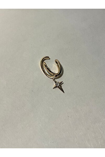 auramore Sallantılı yıldız tasarımlı ayarlanabilir altın kaplamalı ear cuff küpe