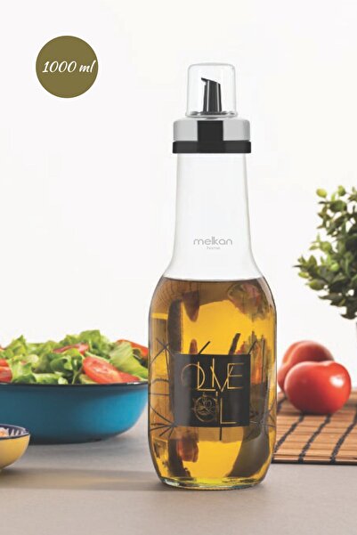 Melkan Home وعاء زيت زجاجي فاخر 1000 مل - زجاجة زيت سائل، زجاجة زيت زيتون