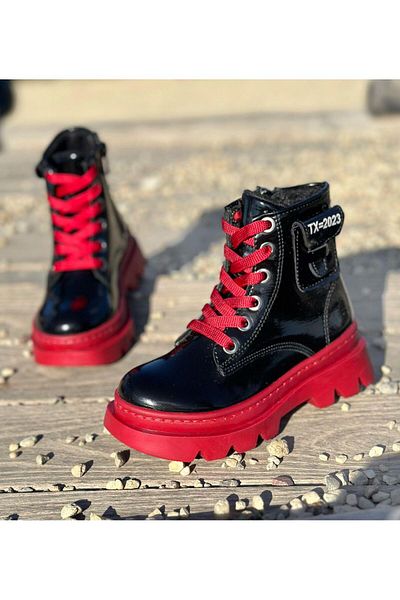Surpie Shoes Children's Light Boots, Pocket Detailed Children's Boots, Zippered Children's Boots