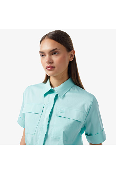 Lacoste Kadın Kısa Kollu Mavi Gömlek