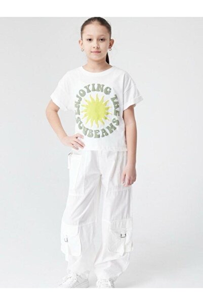 Escabel Βαμβακερή μπλούζα για κορίτσια με στάμπα Sun Relief