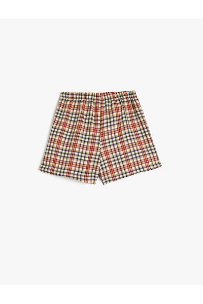 Koton Pleated Plaid Shorts Skirt - Belt Buckle