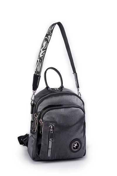 Nas Bag Gray Glitter Stylish Women's Bag - Convertible Backpack and Shoulder Bag, Large Zipper