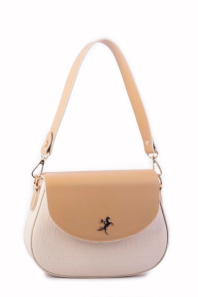 Nas Bag Geantă de umăr și crossbody de culoare crem pentru femei - curea dublă