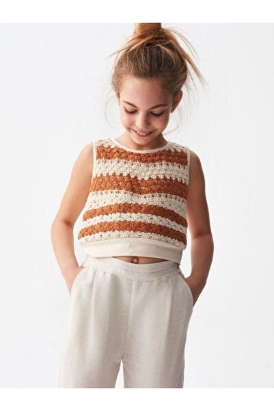 NK Thick Strap Cotton Guipure Crop Blouse - Girl