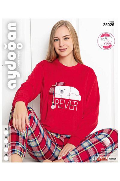 Aydoğan Women's Long Sleeve Soft-Cool Pajamas Set