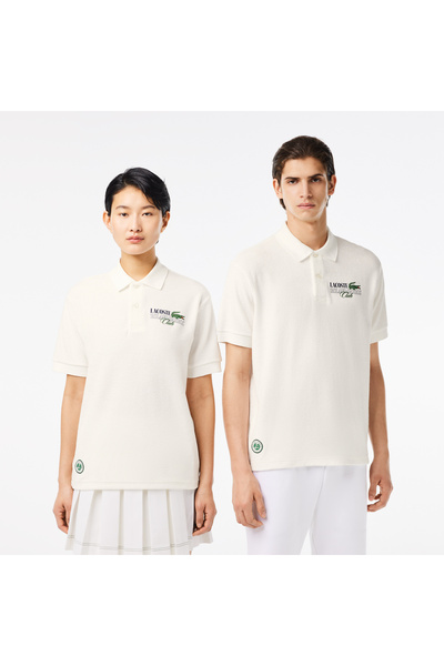 Lacoste Roland Garros Unisex Relaxed Fit Beyaz Polo