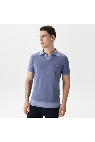 Lacoste Erkek Regular Fit V yaka Mavi Polo